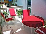 Der Balkon ist eingerichtet
